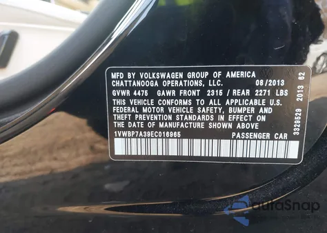 2014 Volkswagen Passat 2.5L Se from USA, damaged, VIN 1VWBP7A39EC016965